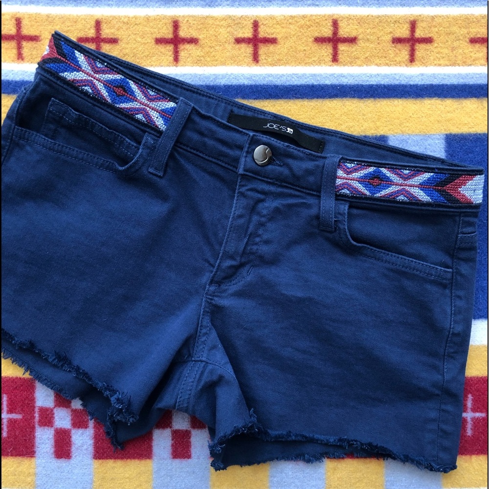 Joe’s Jean/Denim Navy Shorts with southwestern Embroidered Waistband Size 27